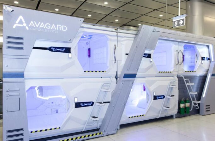 Avagard Capsule Hotel Suvarnabhumi Airport アバガード カプセルホテル スワンナプーム エアポート近未来的なデザイン(筆者A撮影)